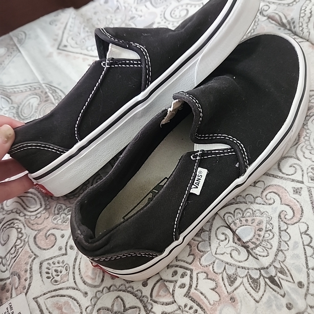 Vans Black Slip-On Sneakers with Canvas Upper